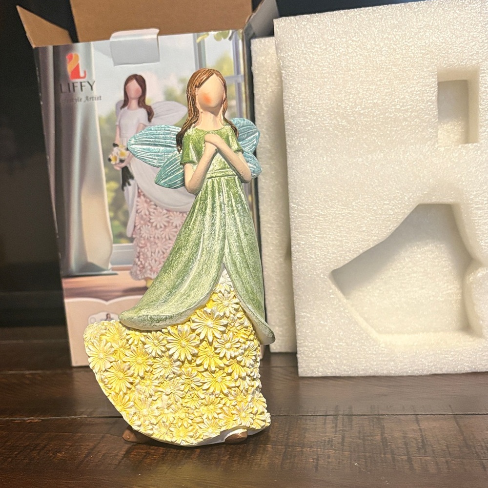 Liffy Lifestyle Artist - Willowy Pray Green Angel Figurine